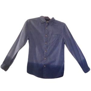 Mossimo Mens Blue Jean Button Ombre Small Long Sleeve Shirt